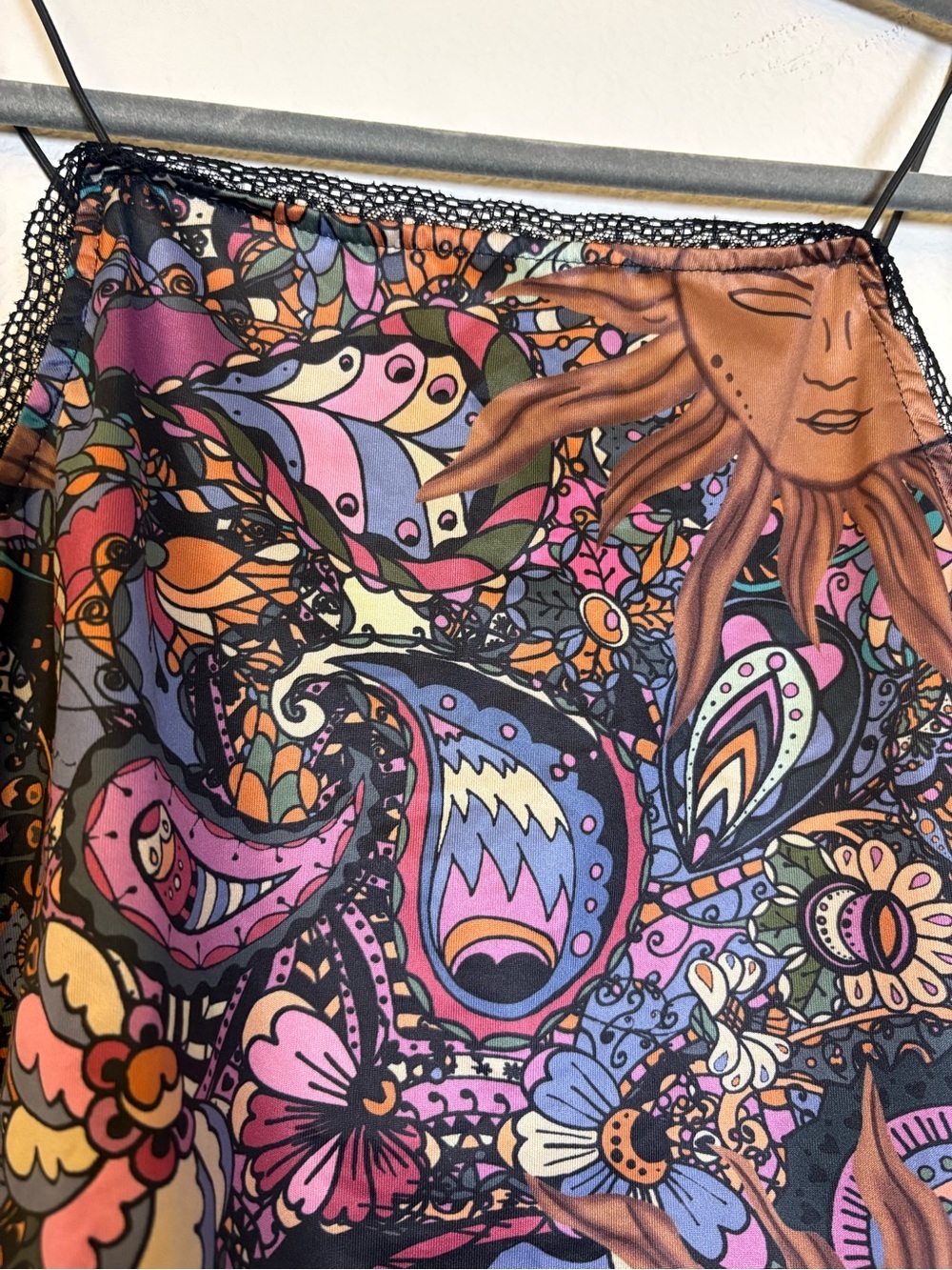 Bohemian Paisley Lace-Trim Crop Cami - Multicolor - Picture 3 of 5